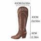 Western Cowboy Boots for Women Knee High Wide Calf Cowgirl Boots with Embroidered