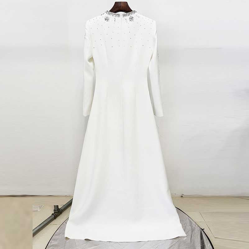 White Long Prom Dress With Crystal