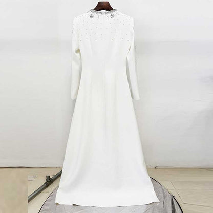 White Long Prom Dress With Crystal