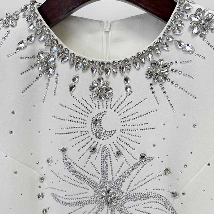 White Long Prom Dress With Crystal