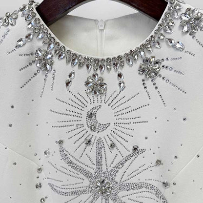 White Long Prom Dress With Crystal