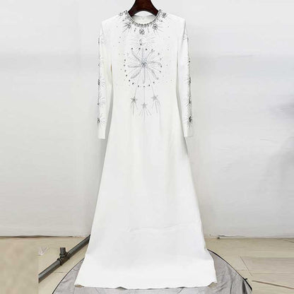 White Long Prom Dress With Crystal