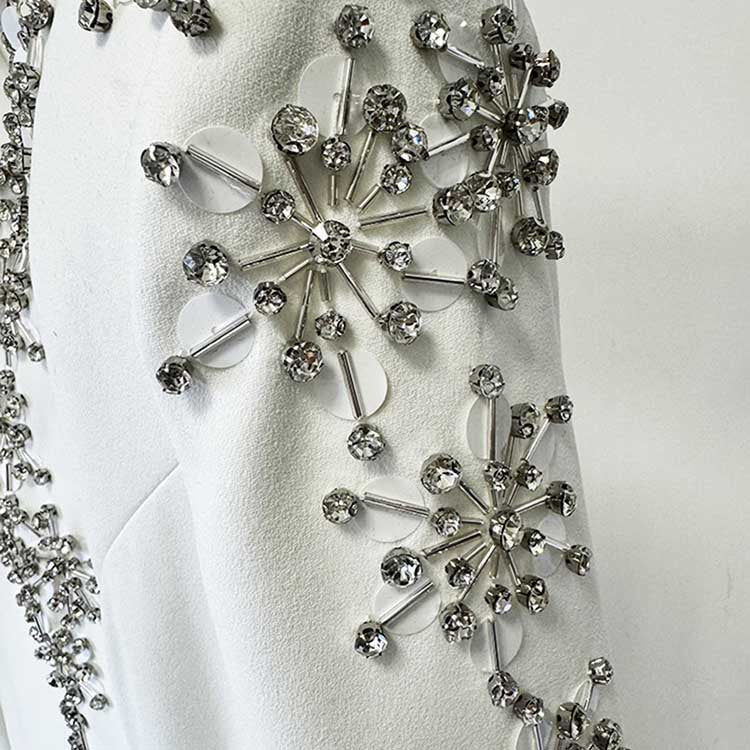 White Long Prom Dress With Crystal