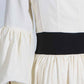 White And Black Maxi Dress Patchwork Lantern Sleeve V Neck Long Dress