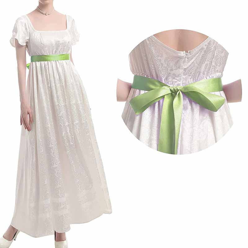 White Gothic Lolita Dress With Lace Up High Waist Faire Princess Dress Renaissance Dress