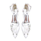 White Heels Wedding Shoes Rhinestone Appliqued Ankle Straps Bridal Pump