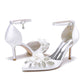 White Heels Wedding Shoes Rhinestone Appliqued Ankle Straps Bridal Pump