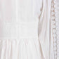 White Maxi Dress Standard Collar Lace Lantern Sleeved Long Dress