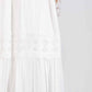 White Maxi Dress Standard Collar Lace Lantern Sleeved Long Dress