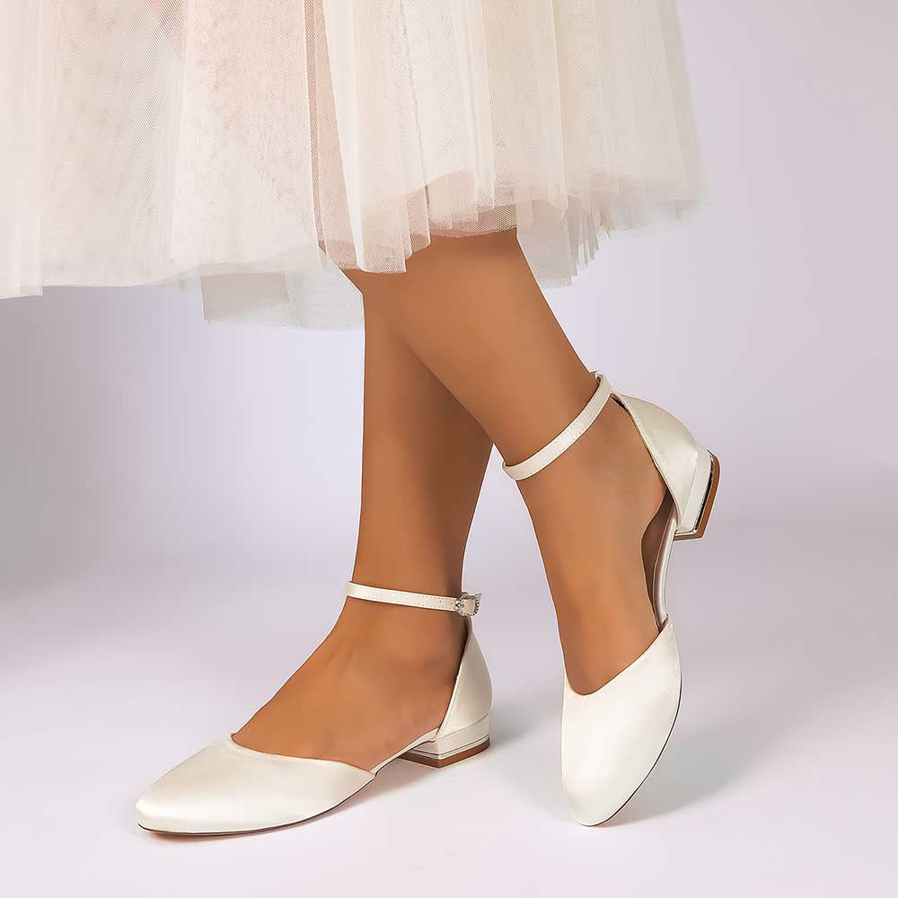Satin Ankle Strap Wedding Flats – Elegant, Comfortable & Effortlessly Chic