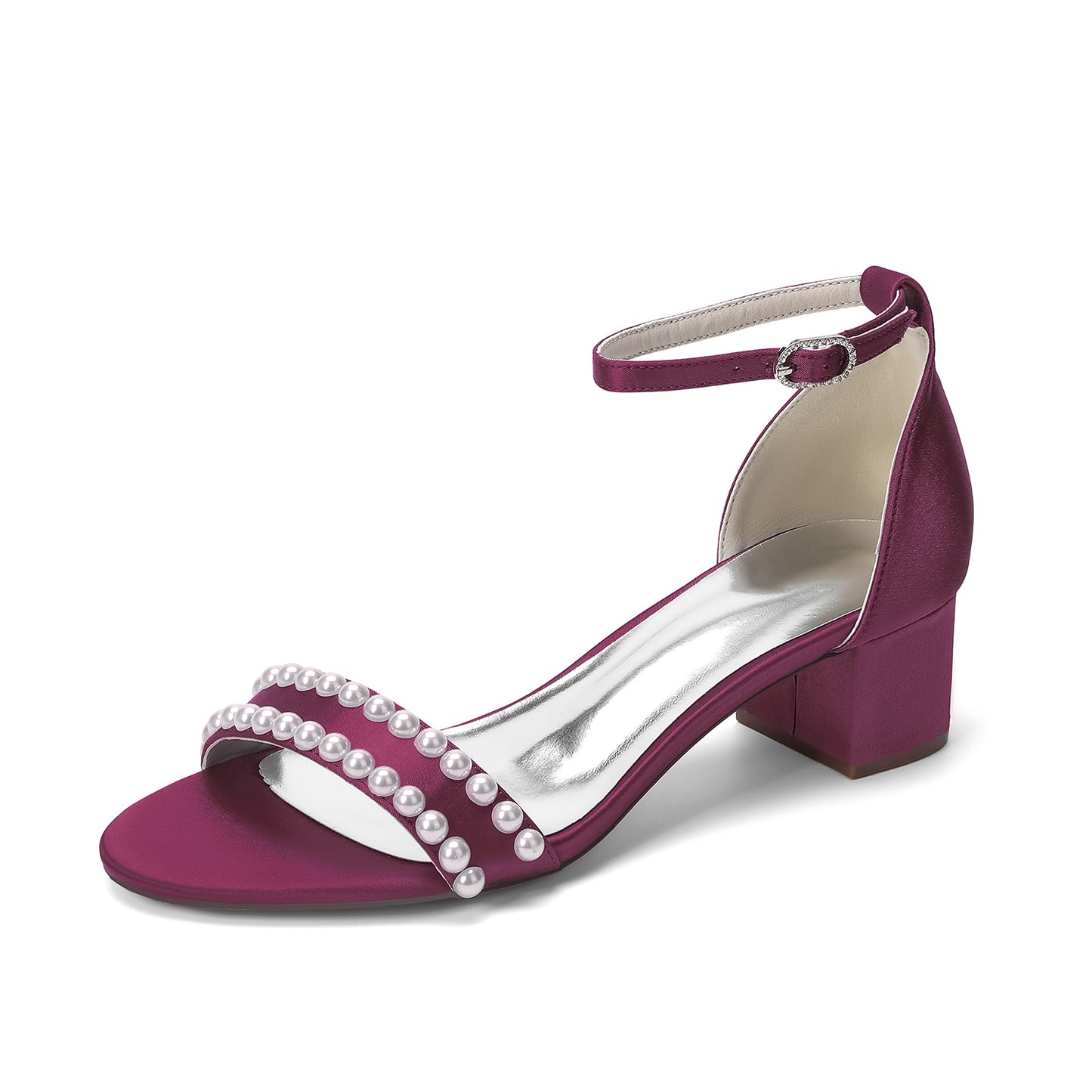 Women's Pearl Peep - Toe Ankle Strap Chunky Heel Sandals - Wedding & Party Dress Shoes