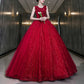 Wine Red Sleeveless V-Neck Sparkly Ball Gown Prom Dress Quinceanera Dress