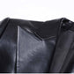 Women 2-Button Faux Leather Jacket V Neck Coat