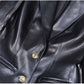 Women 2-Button Faux Leather Jacket V Neck Coat