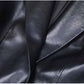 Women 2-Button Faux Leather Jacket V Neck Coat