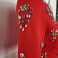 Women Beaded Red Mini Skirt Suit Crstyal Embellished Two Pieces Set