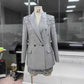 Women Beaded Grey Mini Skirt Suit Crstyal Embellished Two Pieces Set