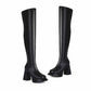 Women Chunky Heel Square Toe Boots Platform Over Knee Boots