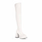 Women Chunky Heel Square Toe Boots Platform Over Knee Boots