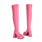 Women Chunky Heel Square Toe Boots Platform Over Knee Boots