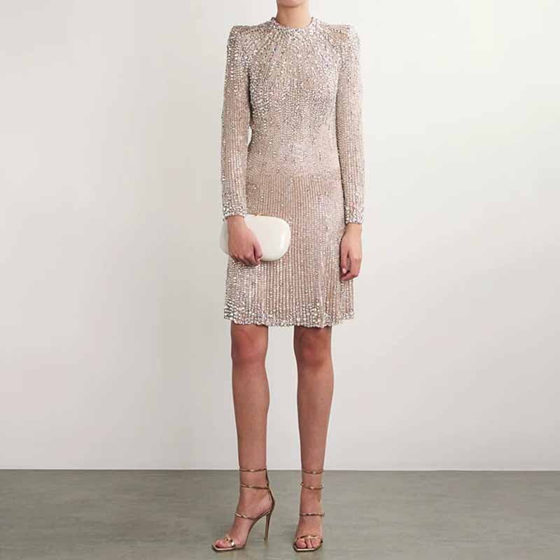 Women Crystal Crunch Mini Dress