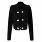 Women Flower Buttons Embellished Cardigan Knitted Coat