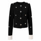 Women Heart Stud Embellished Jacket Round Neck Cardigan Coat