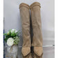 Women Knee High Boots Fold Over Chunky Heel Boots