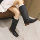 Women Knee High Comfortable Pull On Side Zipper Buckle Riding Boots