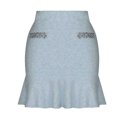 Women Knit Cardigan Jacket + Short Skirt Two Pieces Skirt Suit