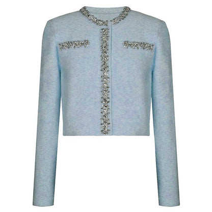 Women Knit Cardigan Jacket + Short Skirt Two Pieces Skirt Suit