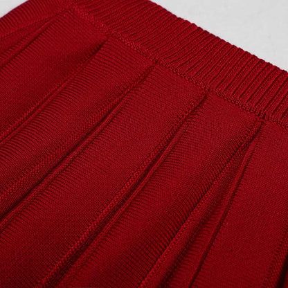 Women Knitted Cardigan Jacket + Pleated Short Skirt Two Pieces Skirt Suit