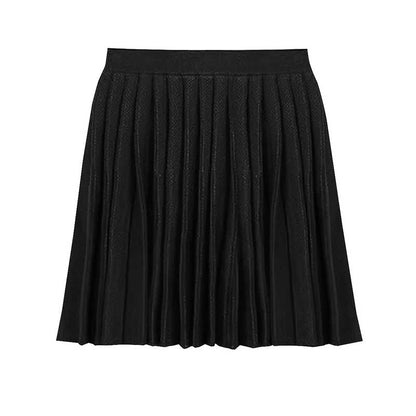 Women Knitted Cardigan Jacket + Pleated Short Skirt Two Pieces Skirt Suit