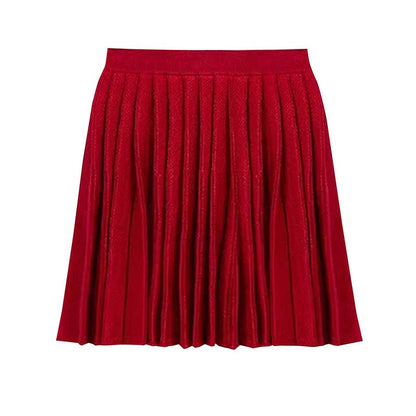 Women Knitted Cardigan Jacket + Pleated Short Skirt Two Pieces Skirt Suit