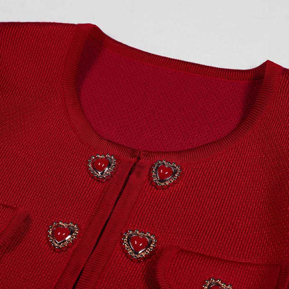 Women Knitted Cardigan Jacket + Pleated Short Skirt Two Pieces Skirt Suit