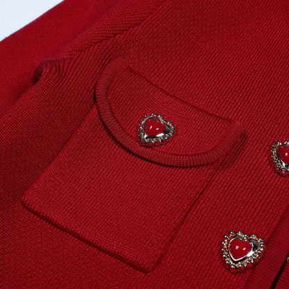 Women Knitted Cardigan Jacket + Pleated Short Skirt Two Pieces Skirt Suit