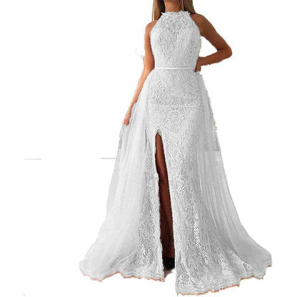 Women Halter Neck Prom Gowns Mermaid Long Evening Dress Wedding Ball Gowns