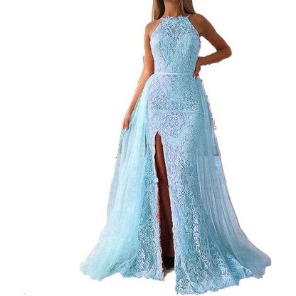 Women Halter Neck Prom Gowns Mermaid Long Evening Dress Wedding Ball Gowns