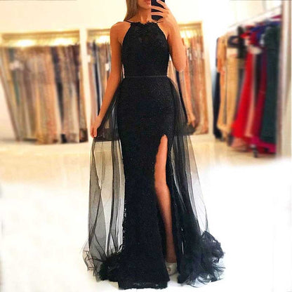 Women Halter Neck Prom Gowns Mermaid Long Evening Dress Wedding Ball Gowns