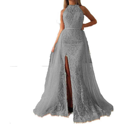 Women Halter Neck Prom Gowns Mermaid Long Evening Dress Wedding Ball Gowns