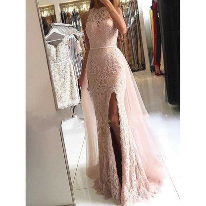 Women Halter Neck Prom Gowns Mermaid Long Evening Dress Wedding Ball Gowns