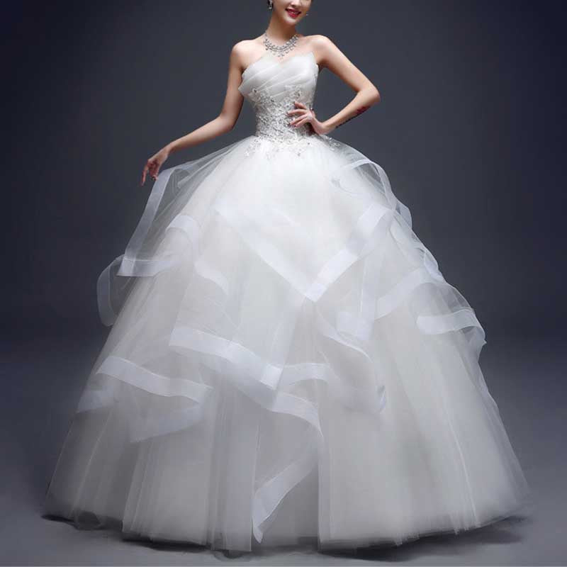 Women Strapless Sleeveless Long Prom Dress Wedding Ball Gown Dress