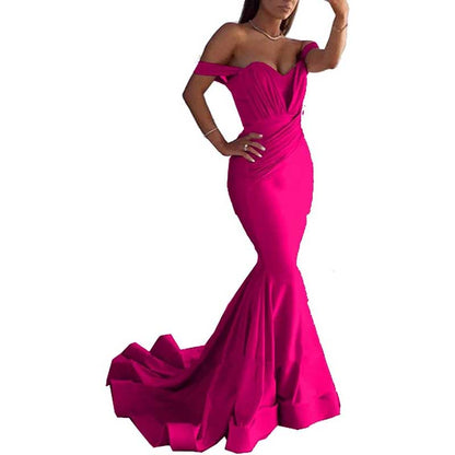 Women Off The Shoulder Mermaid Long Evening Dresses Wedding Ball Gown