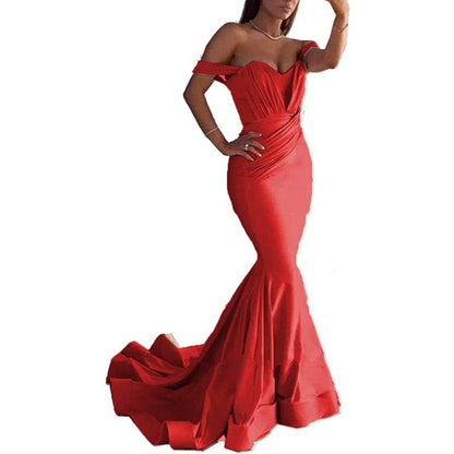 Women Off The Shoulder Mermaid Long Evening Dresses Wedding Ball Gown