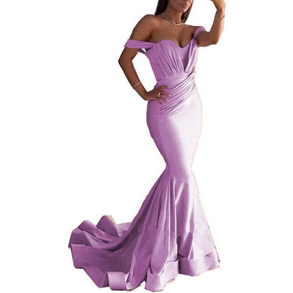 Women Off The Shoulder Mermaid Long Evening Dresses Wedding Ball Gown