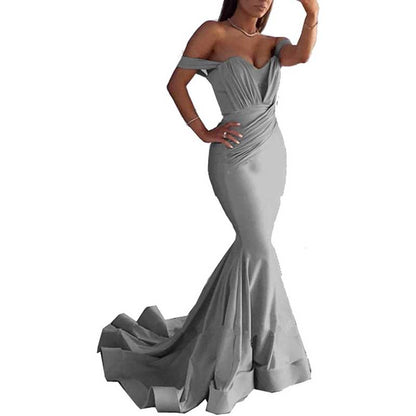 Women Off The Shoulder Mermaid Long Evening Dresses Wedding Ball Gown