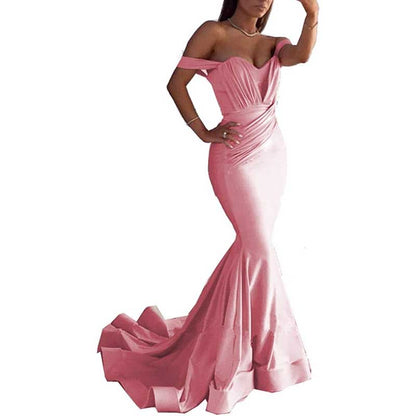 Women Off The Shoulder Mermaid Long Evening Dresses Wedding Ball Gown