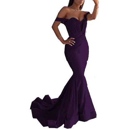 Women Off The Shoulder Mermaid Long Evening Dresses Wedding Ball Gown