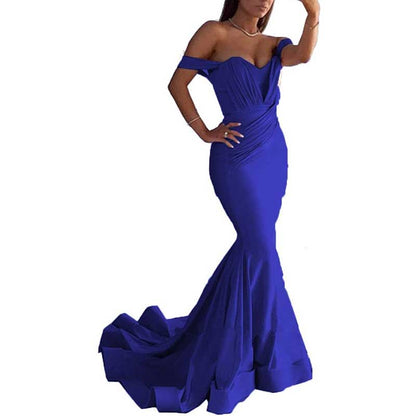 Women Off The Shoulder Mermaid Long Evening Dresses Wedding Ball Gown