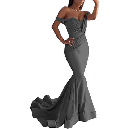 Women Off The Shoulder Mermaid Long Evening Dresses Wedding Ball Gown